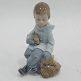 Vintage Lladro Nao 1037 Boy With Rabbit Figurine