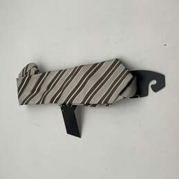 NWT Mens Brown Beige Striped Adjustable Four In Hand Pointed Necktie Sz OS