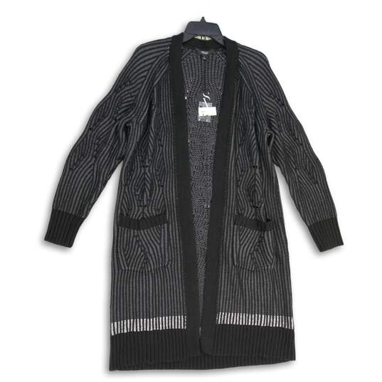 NWT Womens Black Knitted Long Sleeve Open Front Cardigan Sweater Size Large image number 1