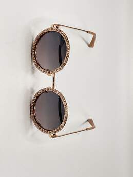 Womens Rose Gold Metal Frame Pearls Gradient Round Sunglasses J-0542455-A