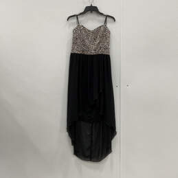 Womens Black Sequin Strapless Fashionable High-Low Shift Dress Size 15 alternative image