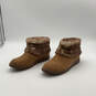 Womens Brown Leather Round Toe Classic Faux Fur Shearling Boots Size 9 image number 3