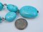 Artisan 925 Faux Turquoise Pendant Beaded Necklace & Textured Squiggles & Circles Drop Earrings 74g image number 4