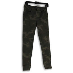 Womens Green Camouflage High Waisted Ankle Skinny Jeans Size 4