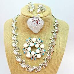 VNTG Coro & Sarah Coventry Necklace Earrings Faux Pearl & Turquoise Brooches