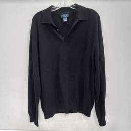 Joseph & Lyman Men's Black Cashmere Collared Sweater Size L