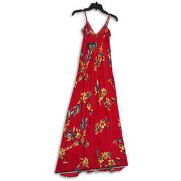 NWT Express Womens Red Floral Ruffle Spaghetti Strap V-Neck Maxi Dress Size XS alternative image