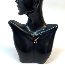 Designer Swarovski Gold-Tone Link Chain Round Pendant Necklace
