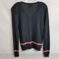 Vintage Young Pendleton navy blue v neck wool sweater with geometric trim image number 2