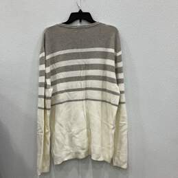 Womens Gray White Striped Long Sleeve Oversized Pullover Sweater Size XL alternative image