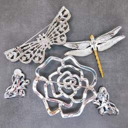 Silver Tone Icy Rhinestone Butterfly, Dragonfly & Flower Brooches 63.3g alternative image