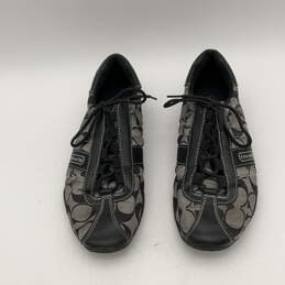 Womens Katelyn Black Gray Signature Print Lace-Up Sneaker Shoes Size 7 alternative image