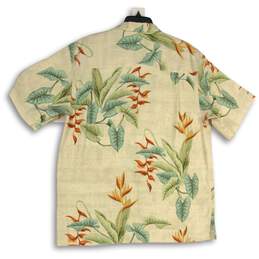 NWT Mens Ivory Floral Short Sleeve Spread Collar Button-Up Shirt Size Large alternative image
