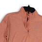 Womens Orange Mock Neck Quarter Zip Activewear Pullover T-Shirt Size XS image number 3