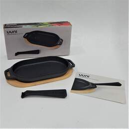 UUNI Cast Iron Sizzler Pan and Handle, with Wooden Base