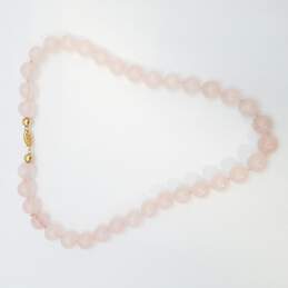 14K Gold Rose Quartz Bead Link 16 Inch Necklace 51.0g alternative image