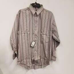 NWT Mens Multicolor Striped Long Sleeve Collared Button Up Shirt Sz 15.5/33