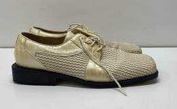Hugo Vitelli Beige Croc Embossed Oxford Dress Shoes Men's Size 11 M