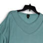 NWT Womens Green Knitted V-Neck Long Sleeve Winter Pullover Sweater Size 2 image number 3