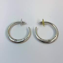 Designer Brighton Silver-Tone Butterfly Clasp Engraved Hoop Earrings alternative image