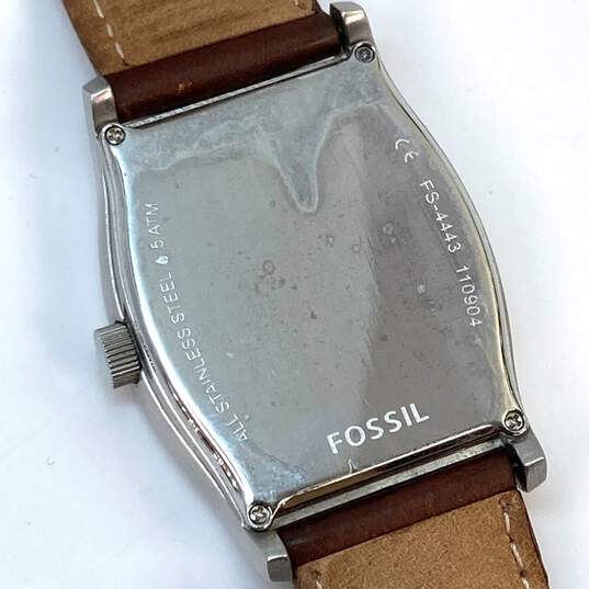 Designer Fossil FS-4443 Brown Leather Strap 12-Hour Dial Quartz Wristwatch image number 4