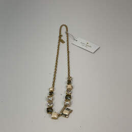Designer Kate Spade Gold-Tone Crystal Cut Stone Statement Necklace w/ Bag