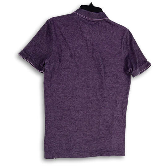 Womens Purple Collared Short Sleeve Side Slit Polo Shirt Size Medium image number 2
