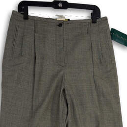 NWT Womens Gray Pleated Flat Front Straight Leg Dress Pants Size 12 alternative image