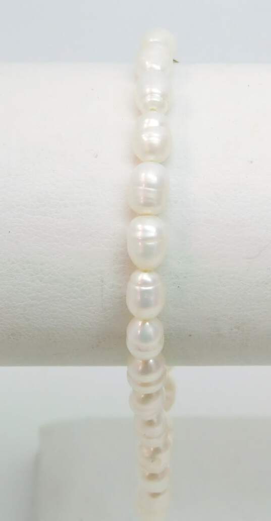 Romantic 14K Yellow Gold Clasp Pearl Bracelet 5.9g image number 3