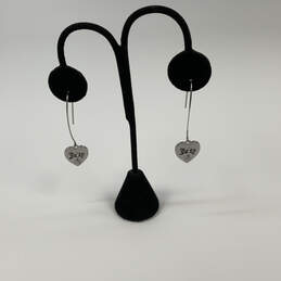 Designer Juicy Couture Silver-Tone Engrave Heart Fashion Drop Earrings