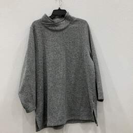 Lands' End Womens Gray Knitted Mock Neck Long Sleeve Pullover Sweater Size 2X