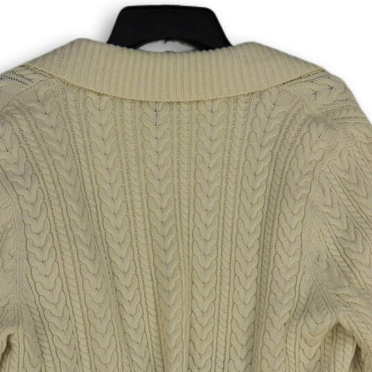 Womens White Knitted Long Sleeve Open Front Cardigan Sweater Size XL image number 4