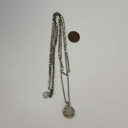 Designer Kendra Scott Silver-Tone White Stone Pendant Necklace w/ Dust Bag alternative image