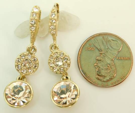 Designer Givenchy Gold Tone & Rhinestone Drop Earrings 5.9g image number 4