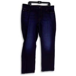 Womens Blue Denim Medium Wash Pocket Stretch Straight Leg Jeans Size 20M