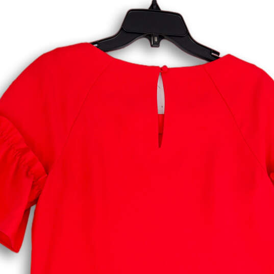 NWT Womens Pink Round Neck Ruffle Sleeve Back Keyhole Shift Dress Size S image number 4