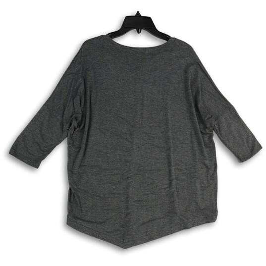 NWT Womens Gray Heather Round Neck Pullover Asymmetrical T-Shirt Size M image number 2