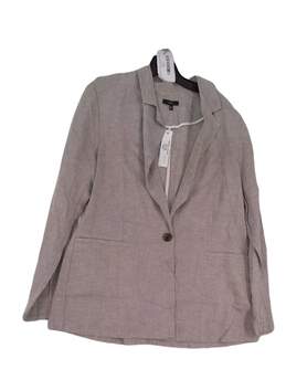 Womens Gray Long Sleeve Pockets One Button Blazer Jacket Size Large