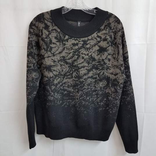 Athleta gray and black jacquard abstract mock neck sweater S image number 1