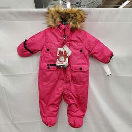 NWT Canada Weather Gear Infant Pink Faux Fur Snowsuit Size 3-6 M