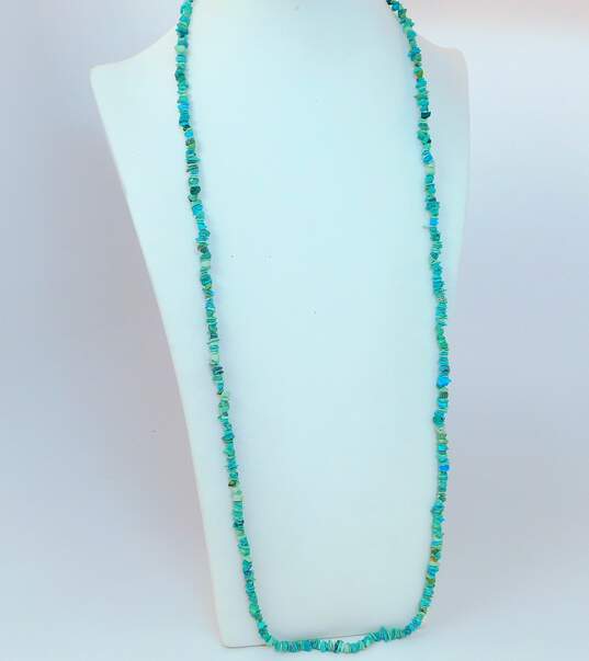 Artisan Amber & Faux Turquoise Necklaces 37.1g image number 3