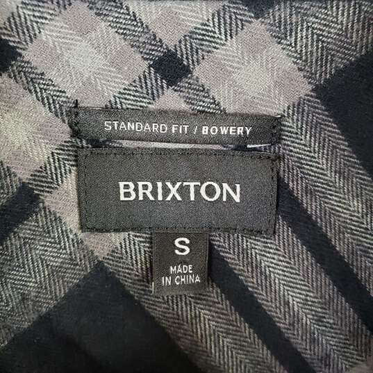 Brixton Men Black Plaid Flannel Button Up Shirt S NWT image number 3