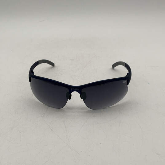 Mens Blue Black Frame Semi Rim UVA Protection Shield Sunglasses image number 1