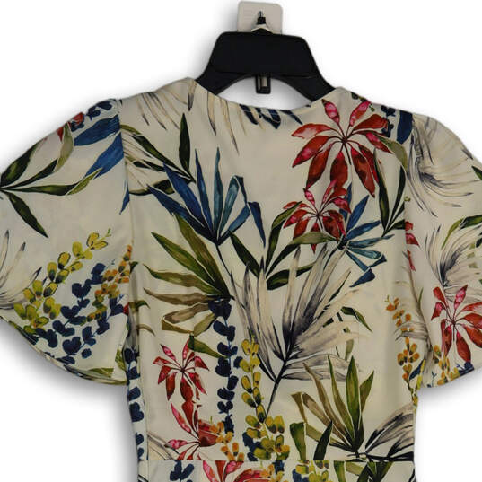Womens Multicolor Floral Surplice Neck Short Sleeve Sheath Dress Size S image number 4