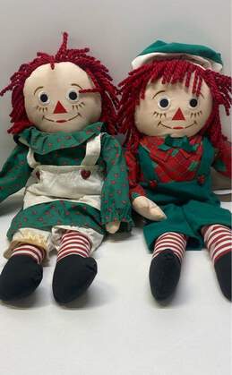 Snowden Raggedy Ann And Andy 1998 Christmas Jumbo Dolls 24 Inch Lot Of 2