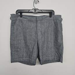Grey Linen Shorts With Side Adjusters