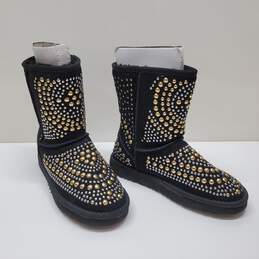 Jimmy Choo x Uggs Black Studded Suede Mandah Boots Sz 8 alternative image