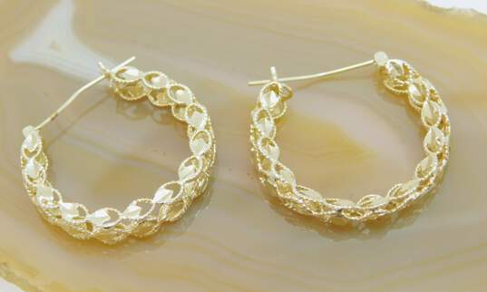 Elegant 14k Yellow Gold Filigree Hoop Earrings 5.3g image number 2