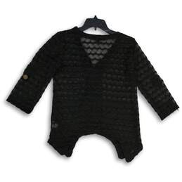 NWT Nina Leonard Womens Black Lace 3/4 Sleeve Button Front Cardigan Sweater Sz S alternative image