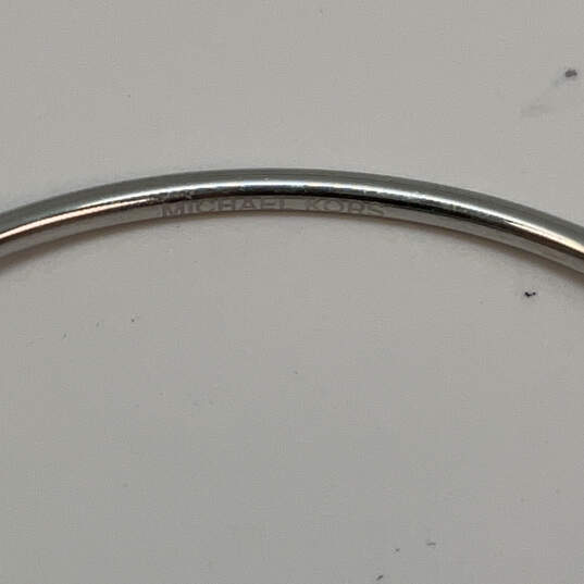 Designer Michael Kors Silver-Tone Crystal Stone Pave Disk Bangle Bracelet image number 5